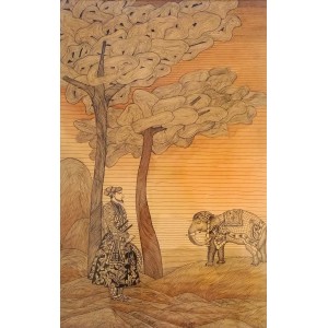Rohail Ghouri, 13 X 20 Inch, Tea Wash & Pointer on Wasli, Miniature Painting, AC-RG-033